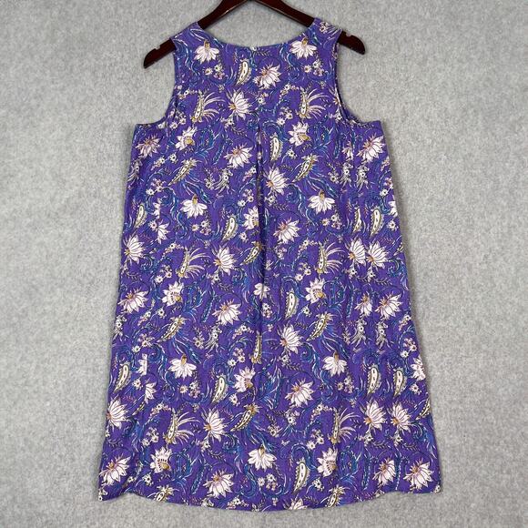 J. Jill Love Linen Purple Floral Sleeveless Shift Dress Size Medium Petite - Picture 6 of 9